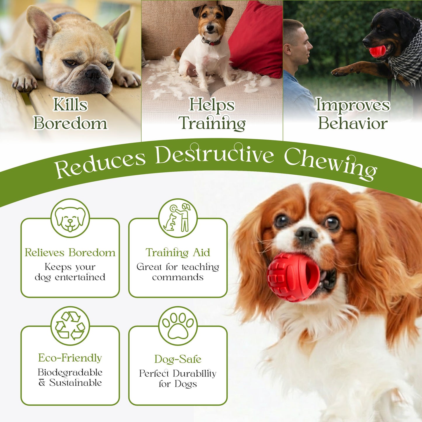 Dog Chew Toys for Aggressive Chewers - Treat Dispensing Chew Ball Interactive Small Medium Dog Puzzle Toys