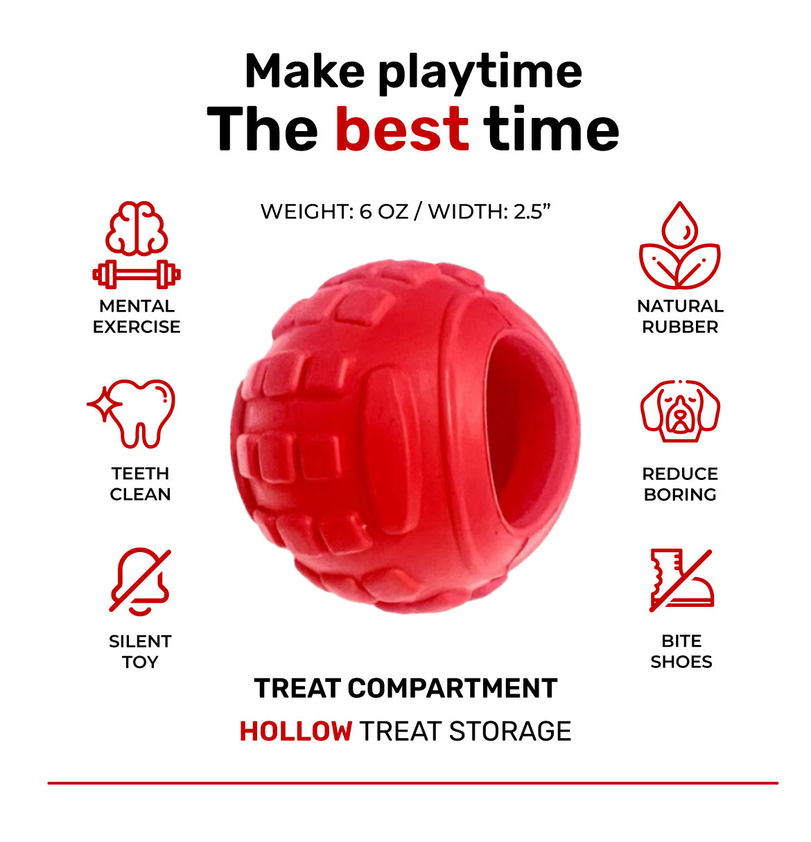 TOME DOG TOYS - Treat Dispenser Ball - Indestructible Dog Ball for Aggressive Chewers