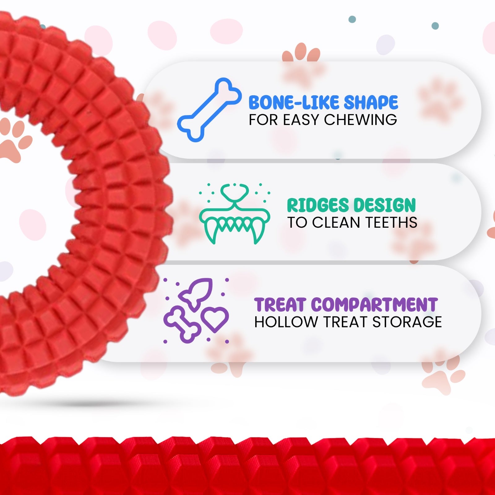 High-resistance chew toy for dogs with textured surface for gum protection